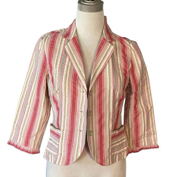 NWT CAbi Seersucker Striped Blazer Jacket Women’s 6 “An American In Paris” - Picture 1 of 10